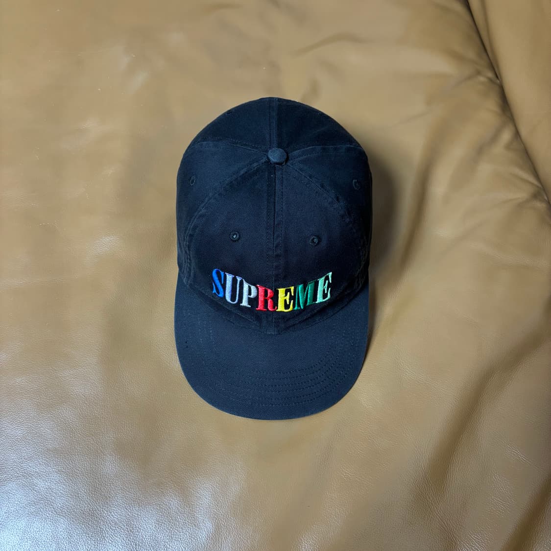Supreme 슈프림 멀티 컬러 로고 블랙 6패널 볼캡 모자 Black 상품이미지5