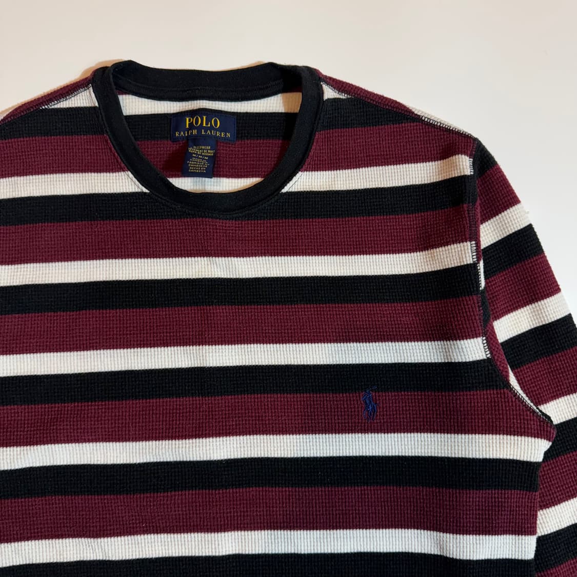폴로 랄프로렌 레드 스트라이프 와플 티셔츠 상품이미지2
