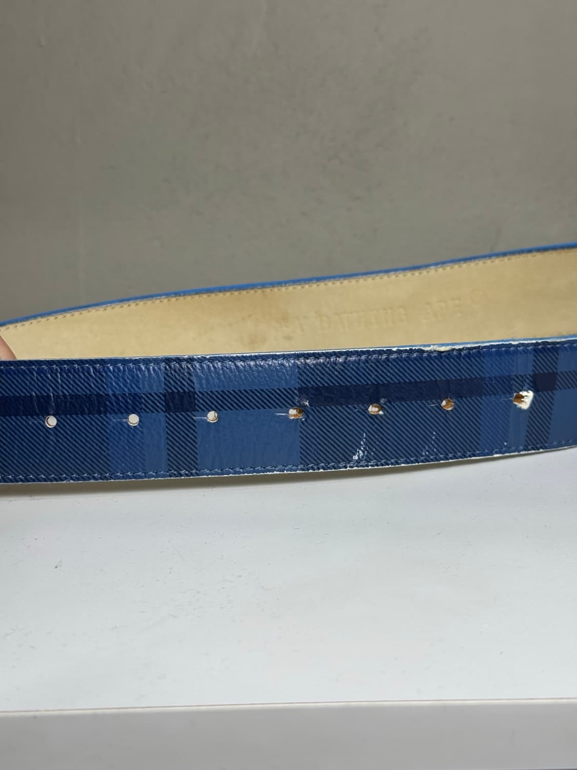 니고 시절 진짜 베이프 아카이브 소가죽 체크 패턴 벨트 상품이미지6