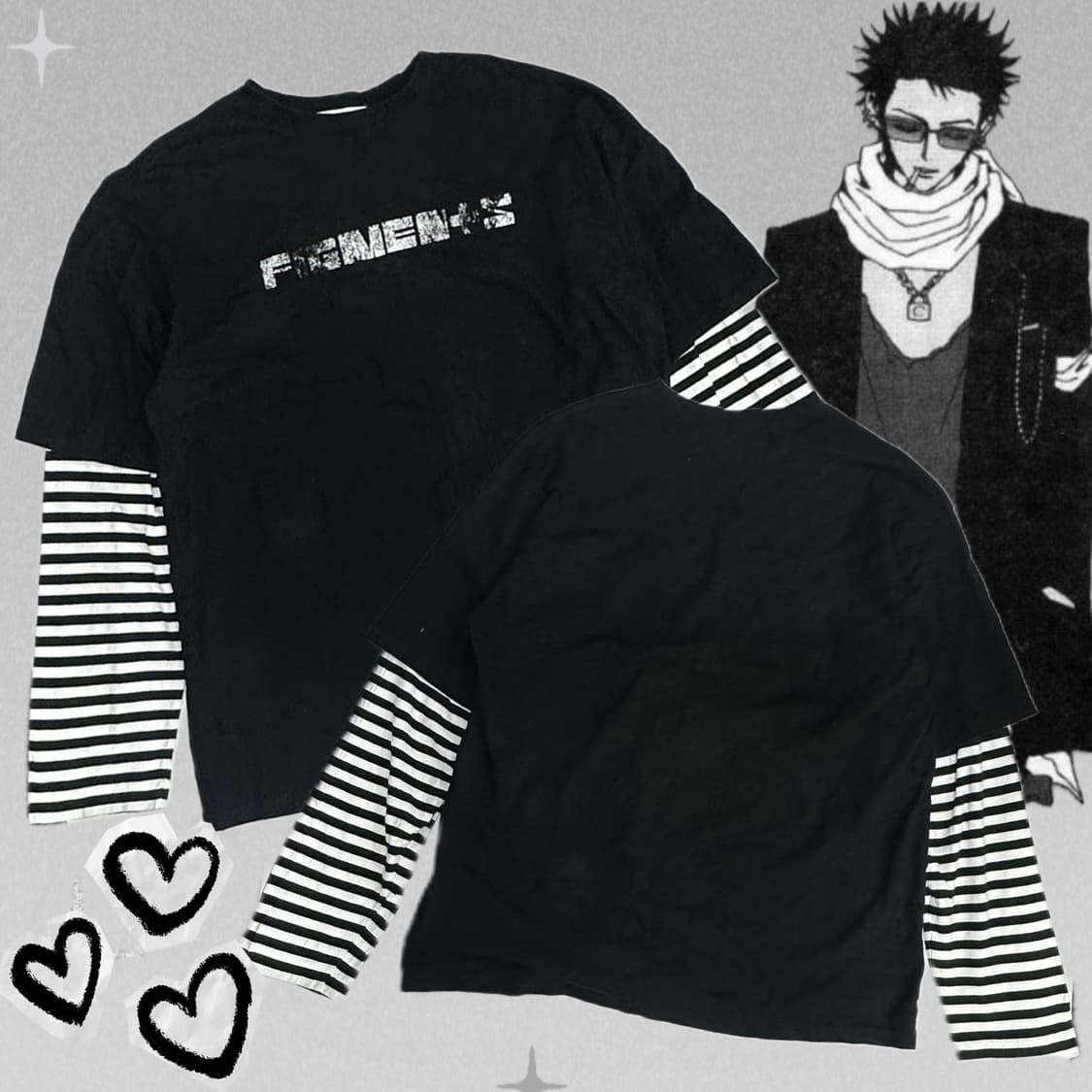 ⛓️Figments 자체 레이어드 펑크 긴팔 티셔츠⛓️반팔 긴팔 오버핏  상품이미지1