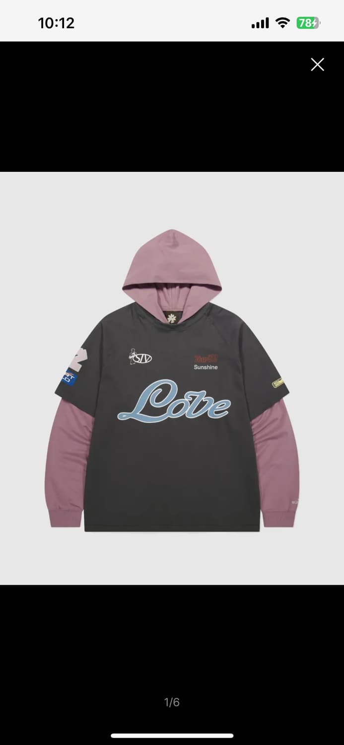 썬러브 팀 레이어드 후드티 차콜 상품이미지1