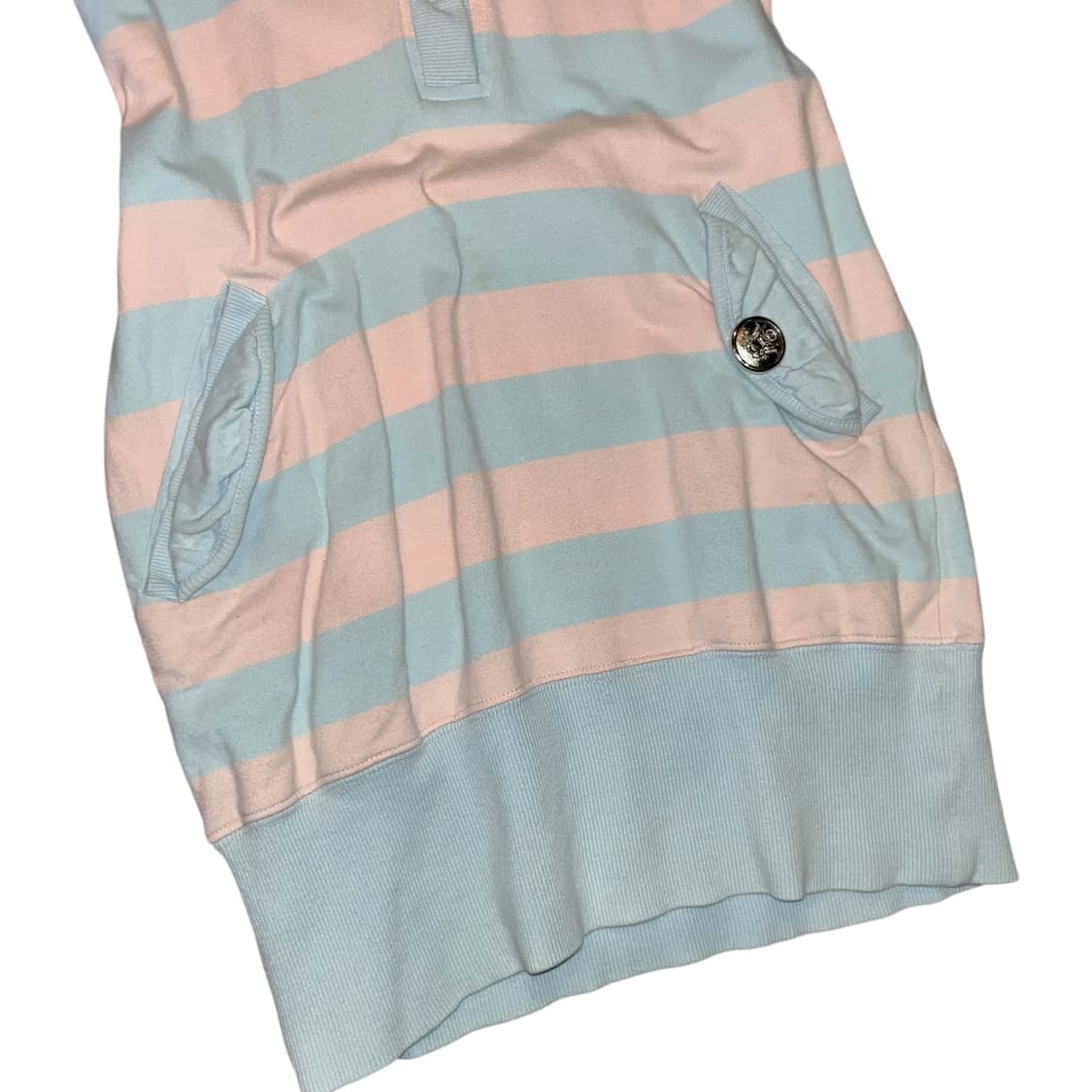 하늘핑크단가라 왕단추 후드 반팔 원피스 키치갸루y2k 상품이미지3