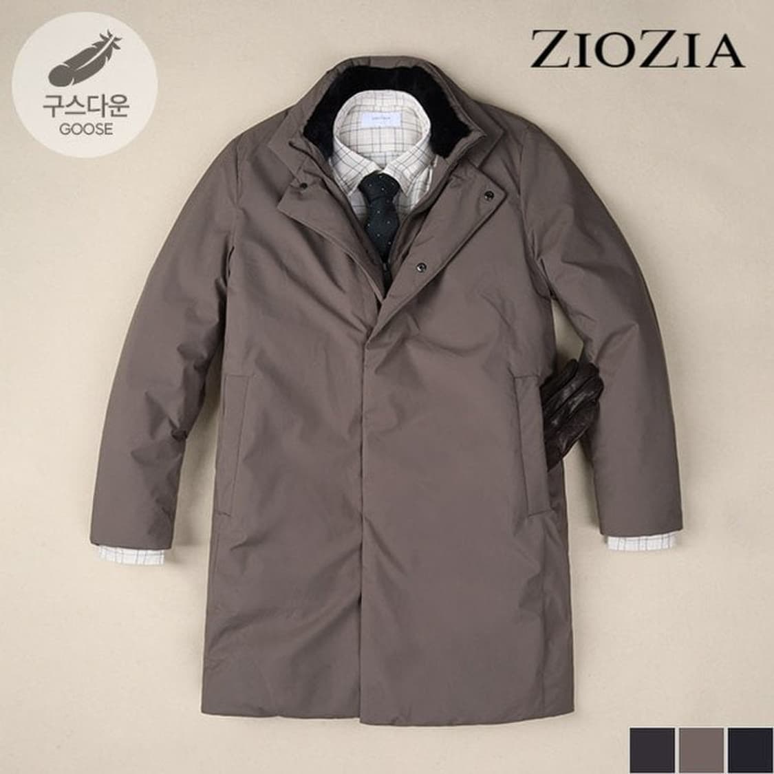 지오지아 이중 플라켓 구스다운 패딩코트 남성105 상품이미지10