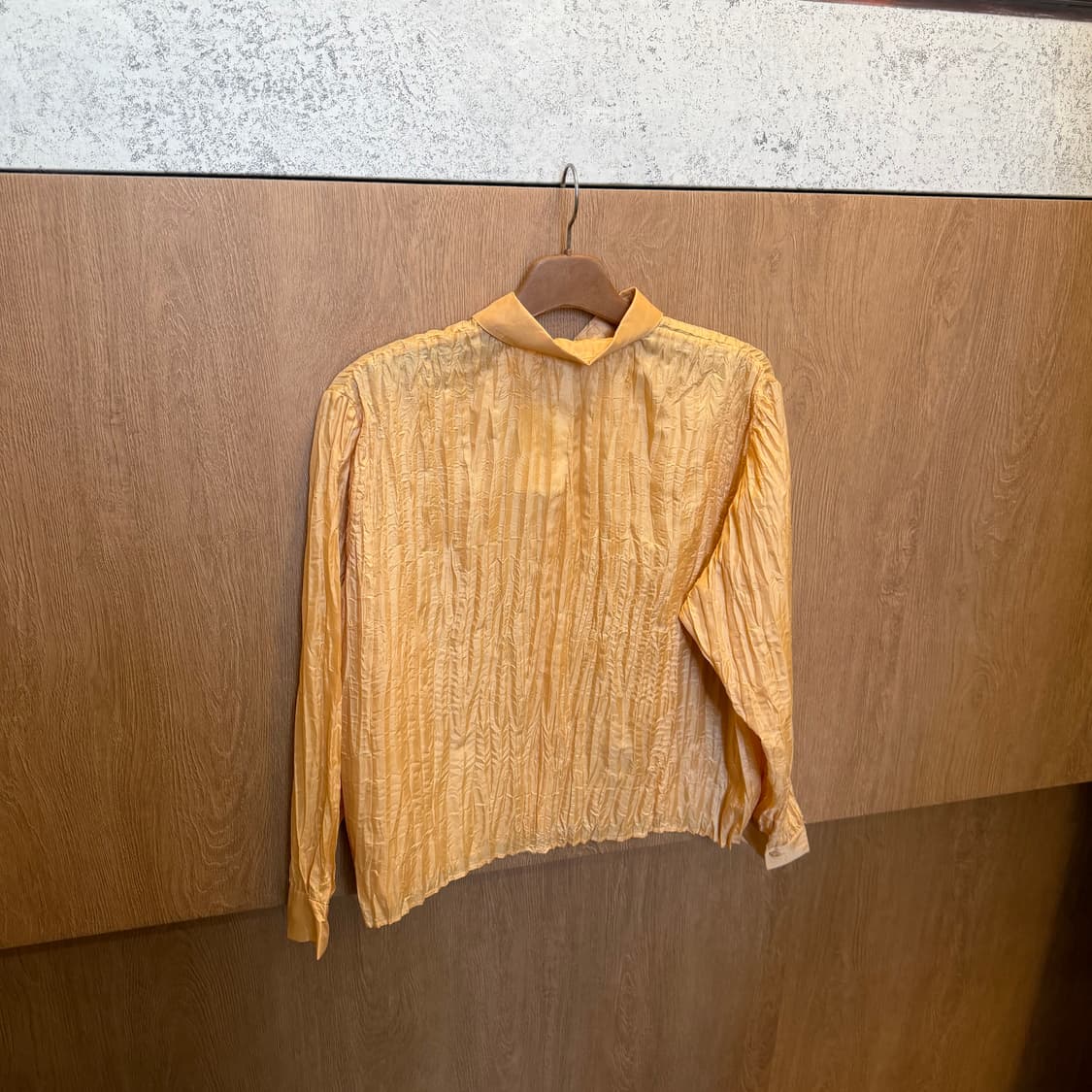 빈티지 롱슬리브 셔츠 크링클 플리츠 텍스처 디테일 루즈핏 오렌지 상품이미지2