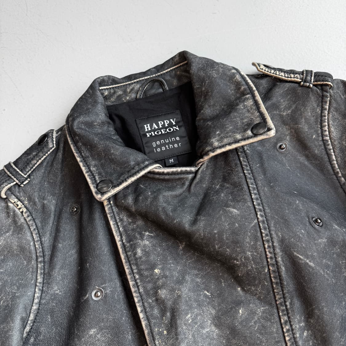 리얼레더 90s 사선 라이더 바이커 빈티지 가죽 자켓 상품이미지4