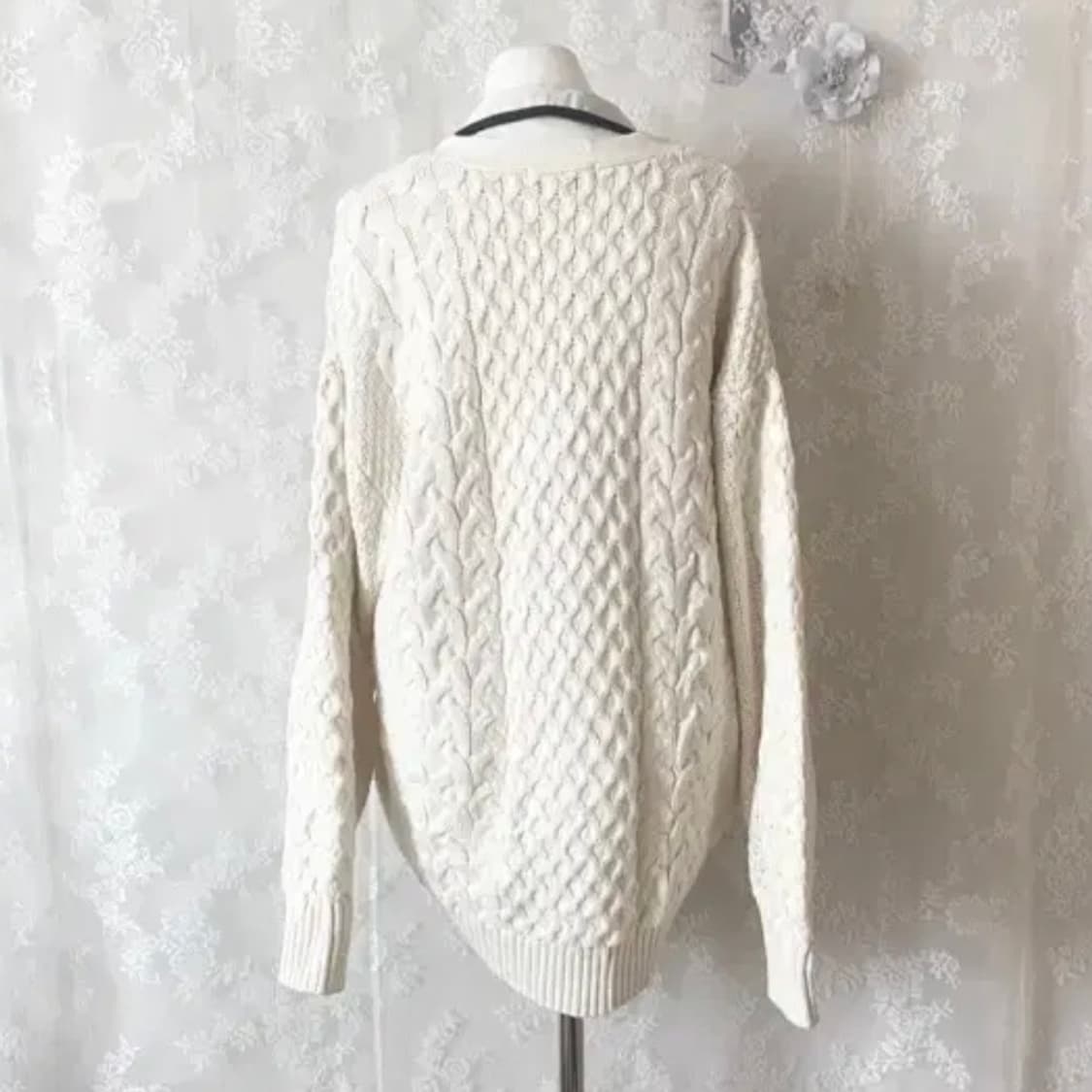 빈티지 | 아이보리 오버핏 꽈배기 가디건 이안빈티지 상품이미지6
