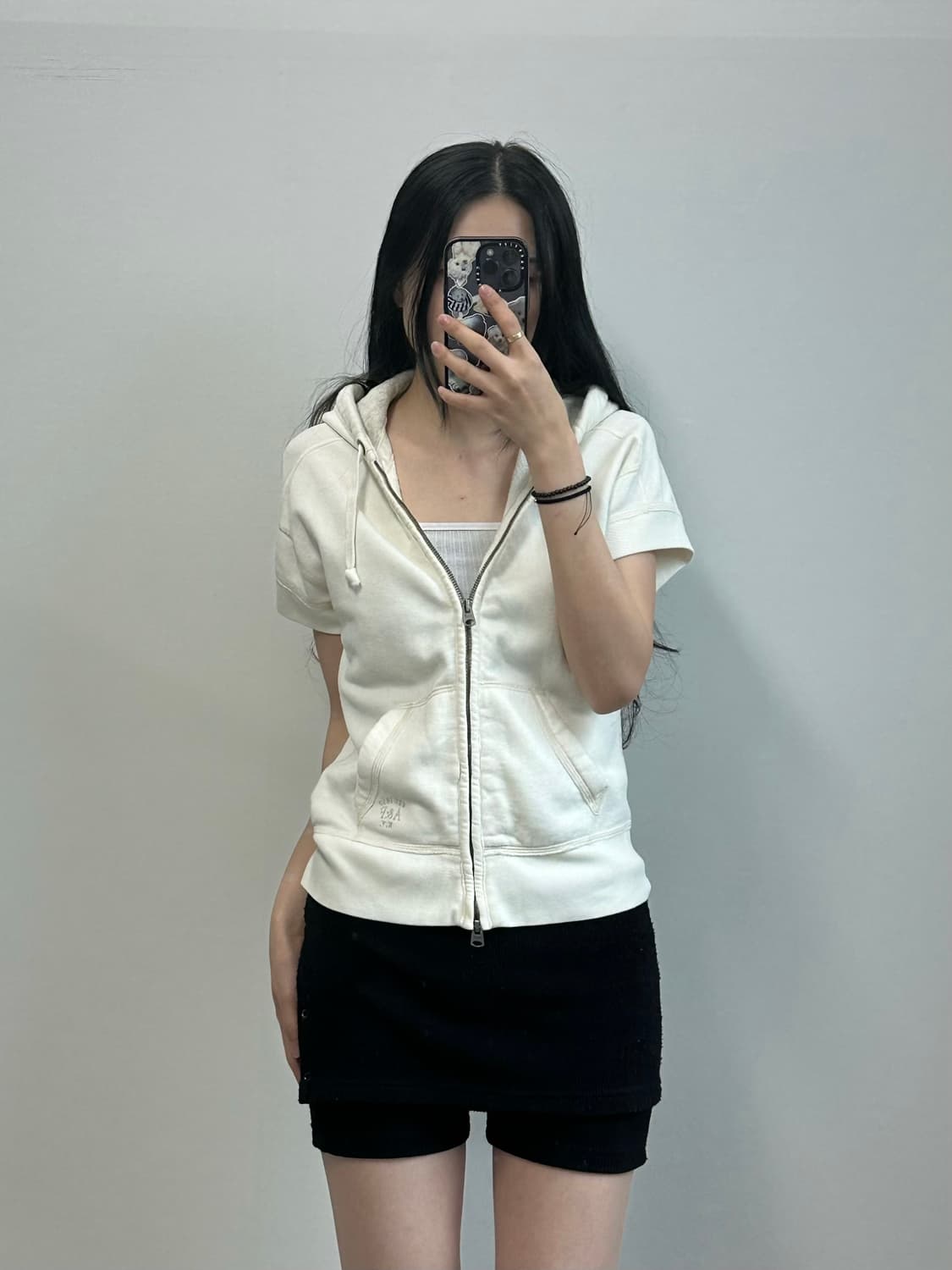 아베크롬비 y2k 와투케 산양로고 아이보리 하프 후드집업 상품이미지1