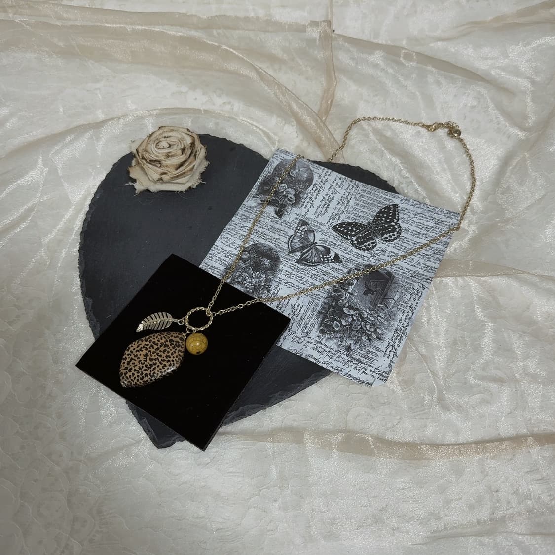 빈티지 Cato1946 레오바드 우드 메탈 오리엔탈 목걸이 상품이미지2