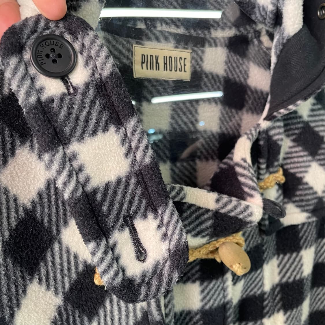 핑크 하우스 체크패턴 더플코트 상품이미지6