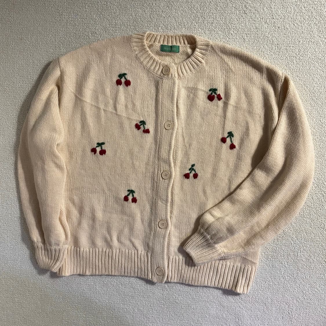 일본빈티지 아이보리 체리 니트가디건 상품이미지1