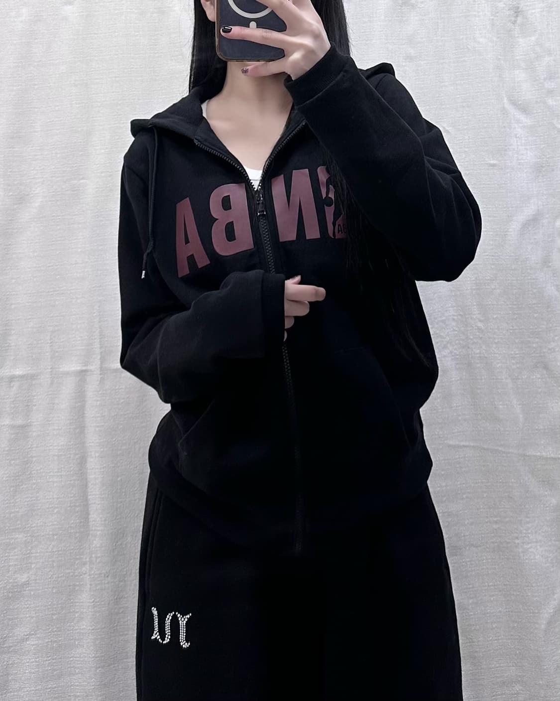 NBA 블랙 버건디로고 후드집업 상품이미지1