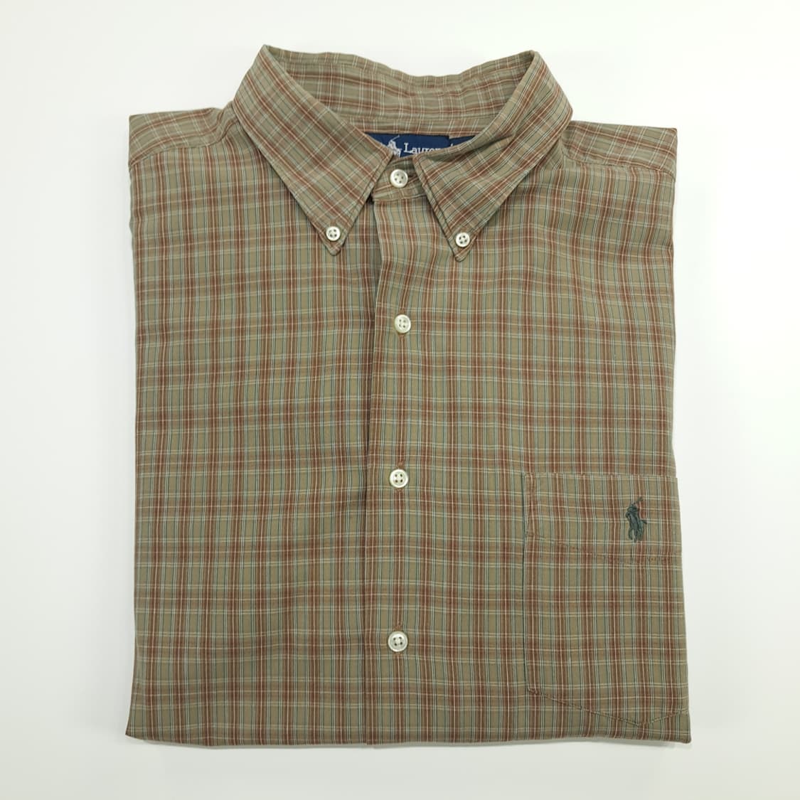 CN641 2XL 폴로 랄프로렌 올리브 스몰 타탄체크 긴팔 셔츠 남방 상품이미지8