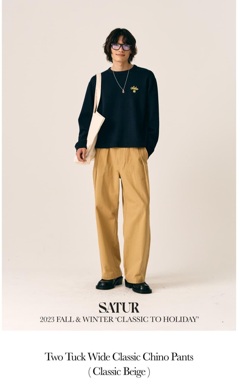 SATUR 세터 투턱 와이드 클래식 치노팬츠 S 상품이미지1