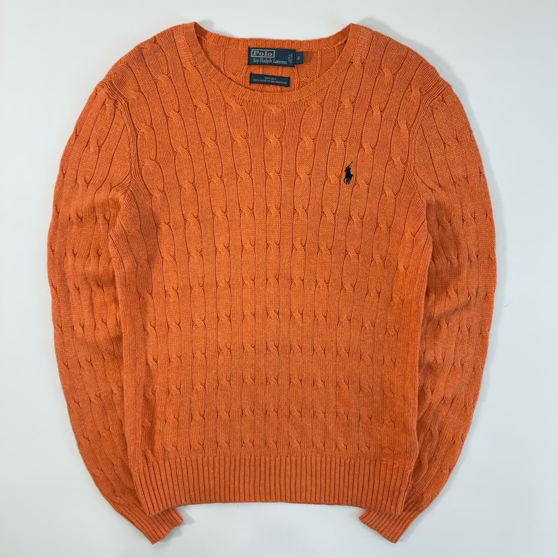 Polo  폴로 랄프로렌 자수 실크 오렌지 꽈배기 니트 상품이미지1