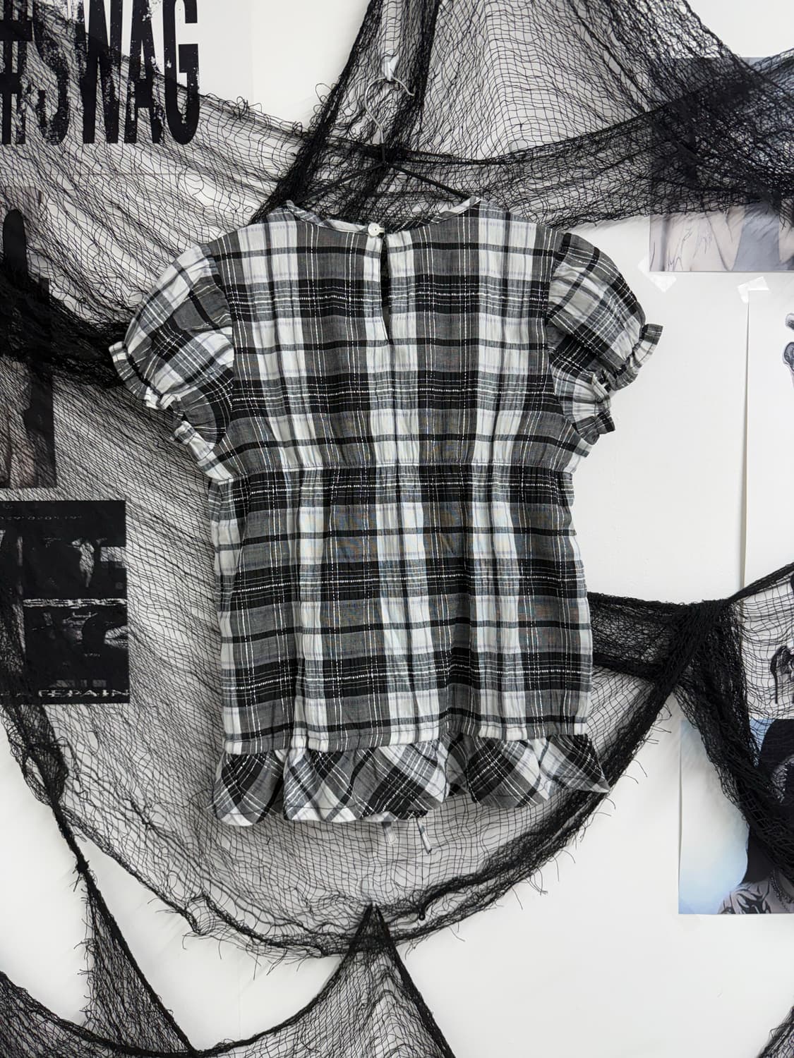 Check pattern lace blouse  상품이미지5