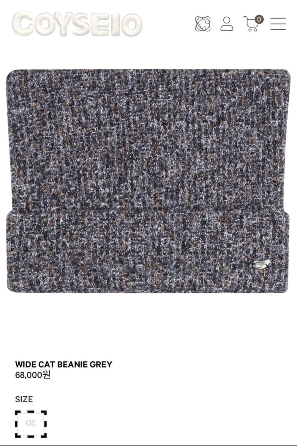 코이세이오 와이드 캣 비니 그레이 새상품 상품이미지1