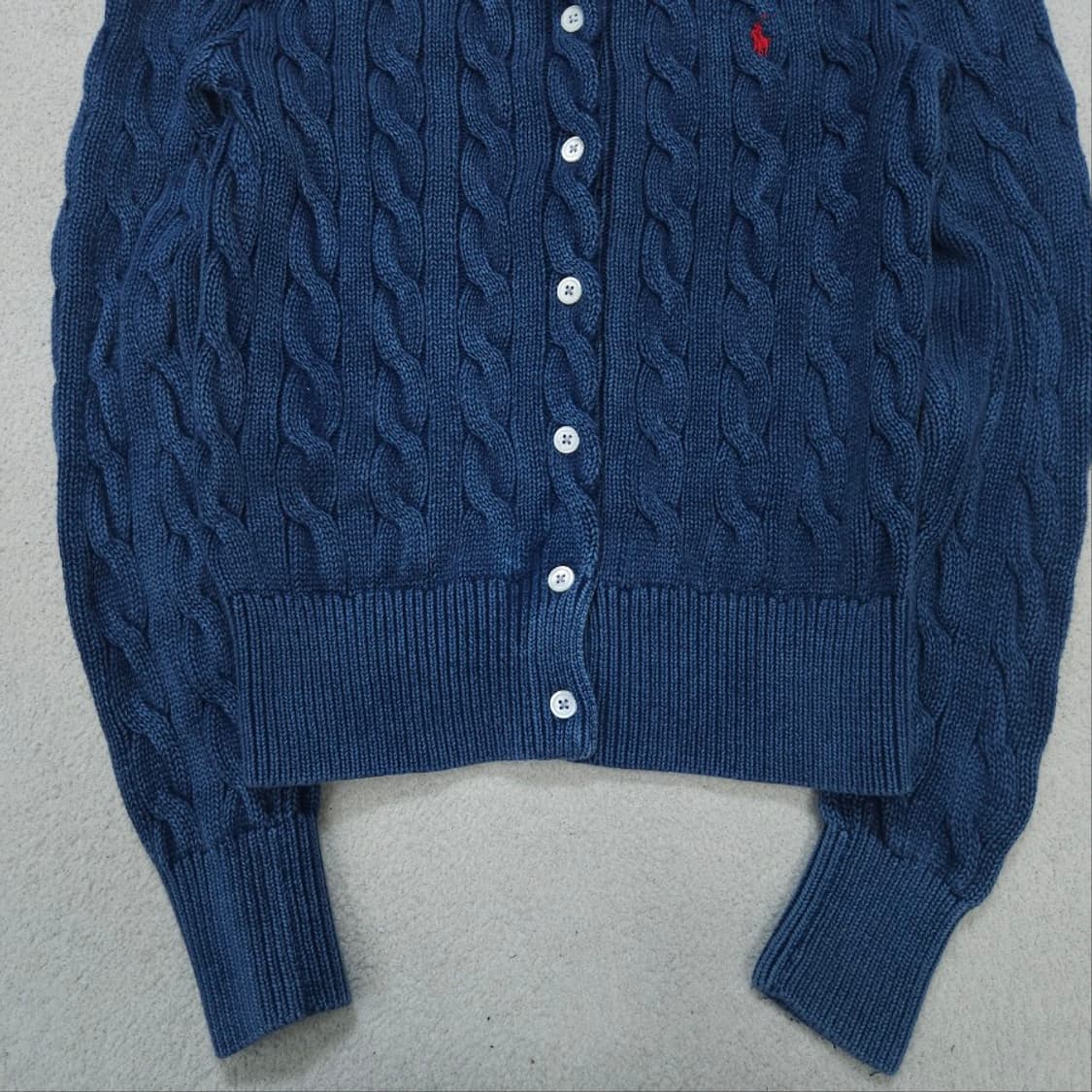 폴로 랄프 로렌 신형 QR 케이블 가디건 S 인디고 가먼트 다잉 상품이미지6