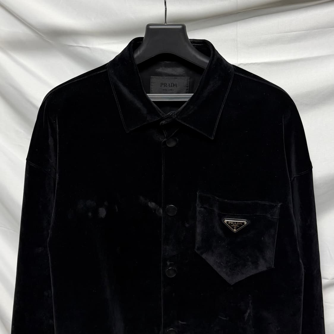 [S급/XL] 프라다 벨벳 셔츠 자켓 블랙 상품이미지2