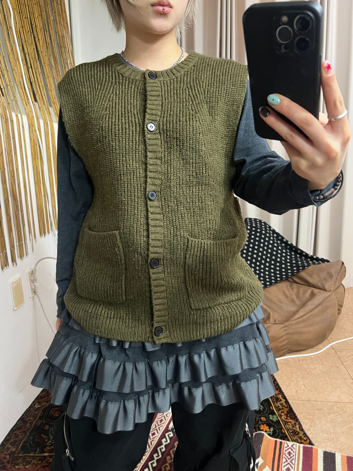 빈티지 여성 니트 베스트 가디건 상품이미지1