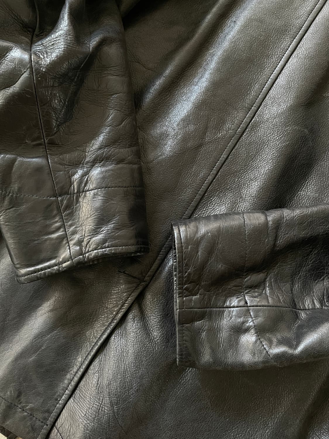 예약중)90s Old GAP Leather Car Coat 상품이미지6