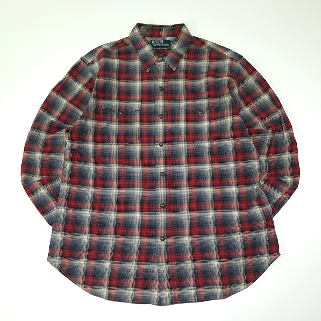 CL921 L 폴로 90s 웨스턴 클래식 체크 셔츠 상품이미지1