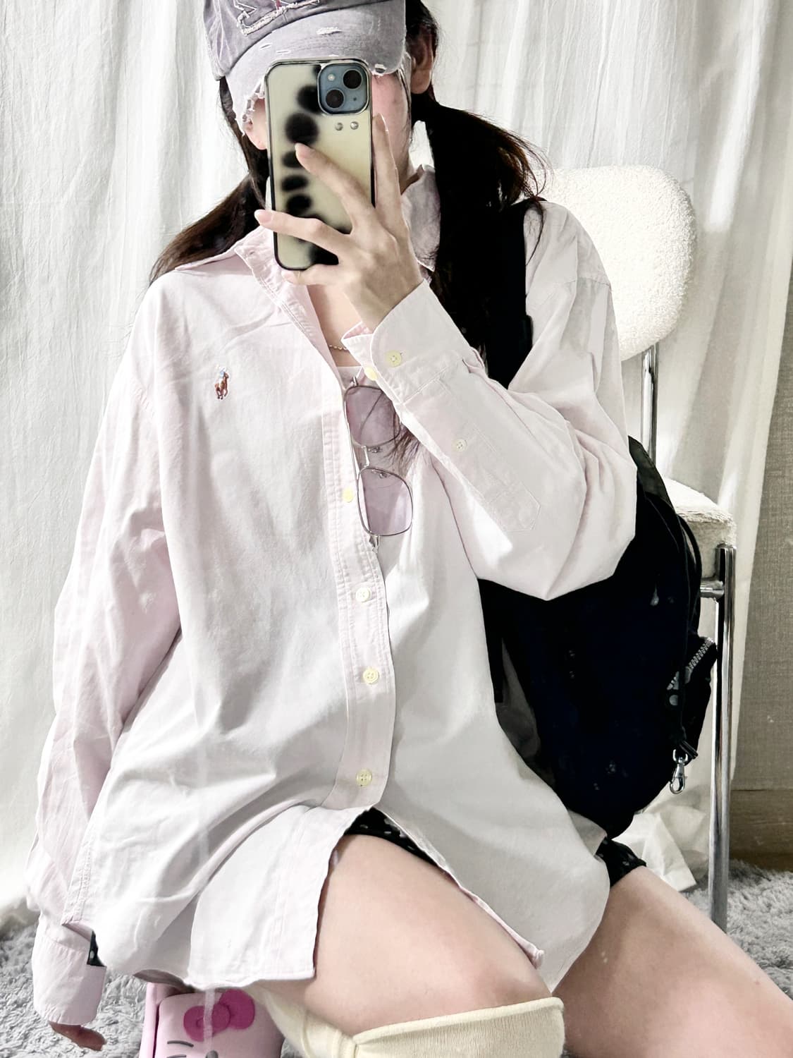 폴로 멀티포니 뮤트핑크 셔츠 상품이미지4