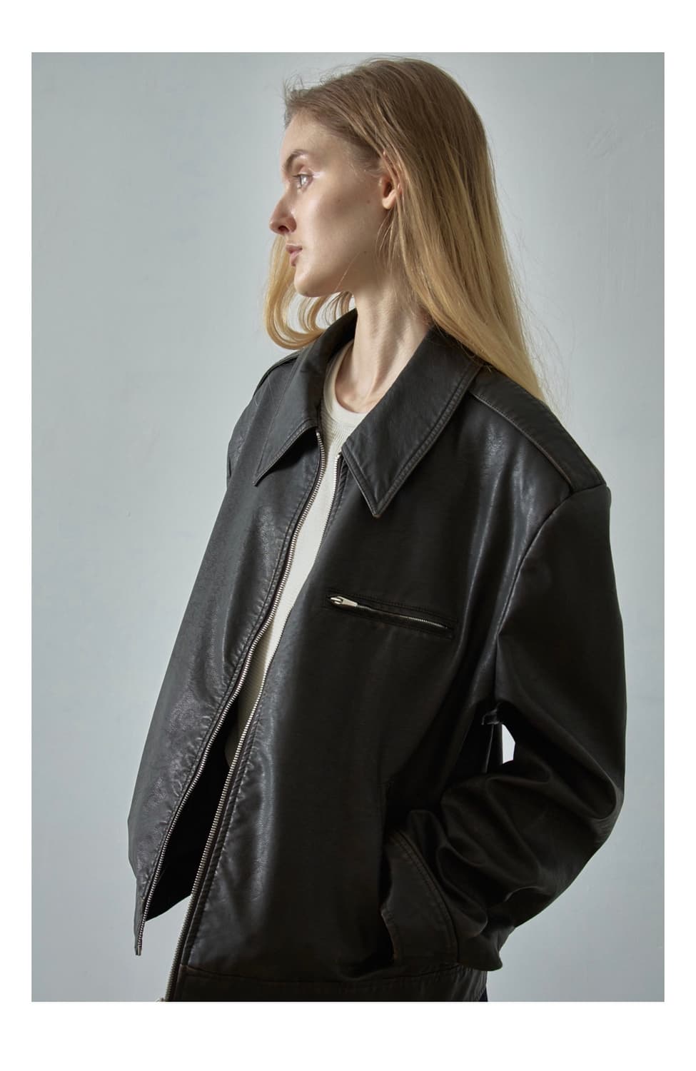 파사드패턴 빈티지레더재킷 다크브라운 M 상품이미지7