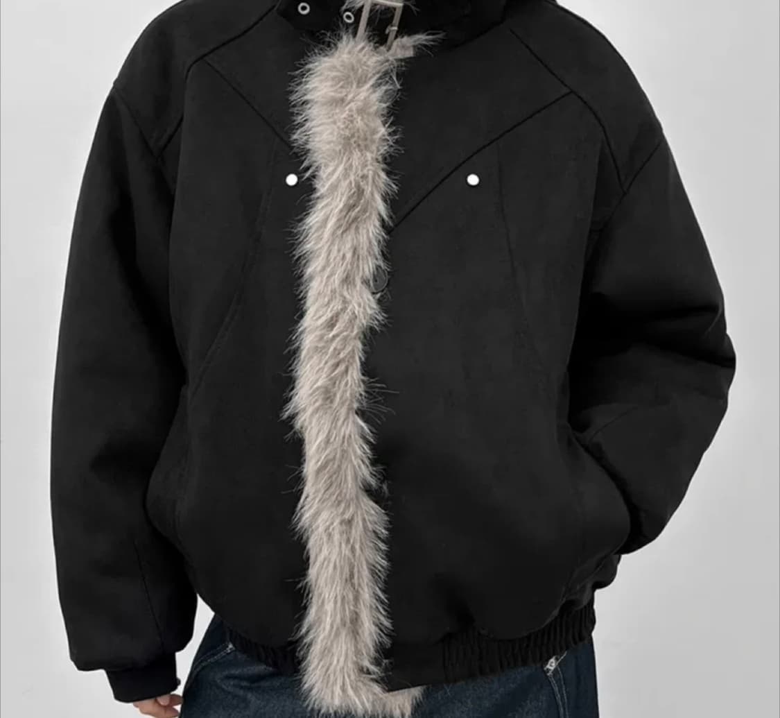 블랙업 하이넥 퍼 패딩 무스탕 상품이미지1