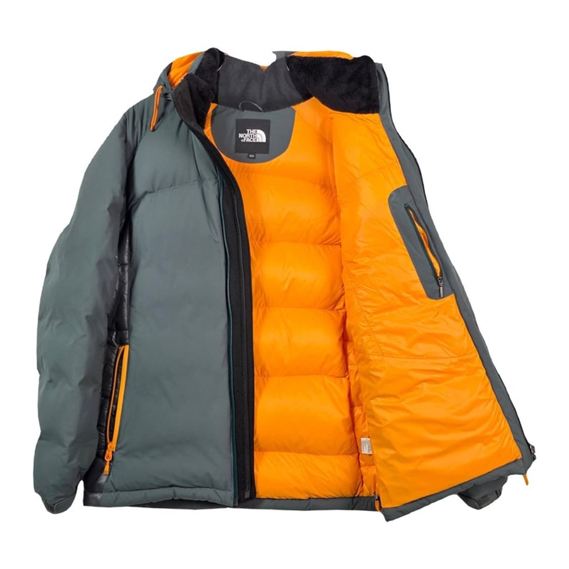 노스페이스 구스다운 차콜 오렌지 배색 고프코어 패딩 L 상품이미지5