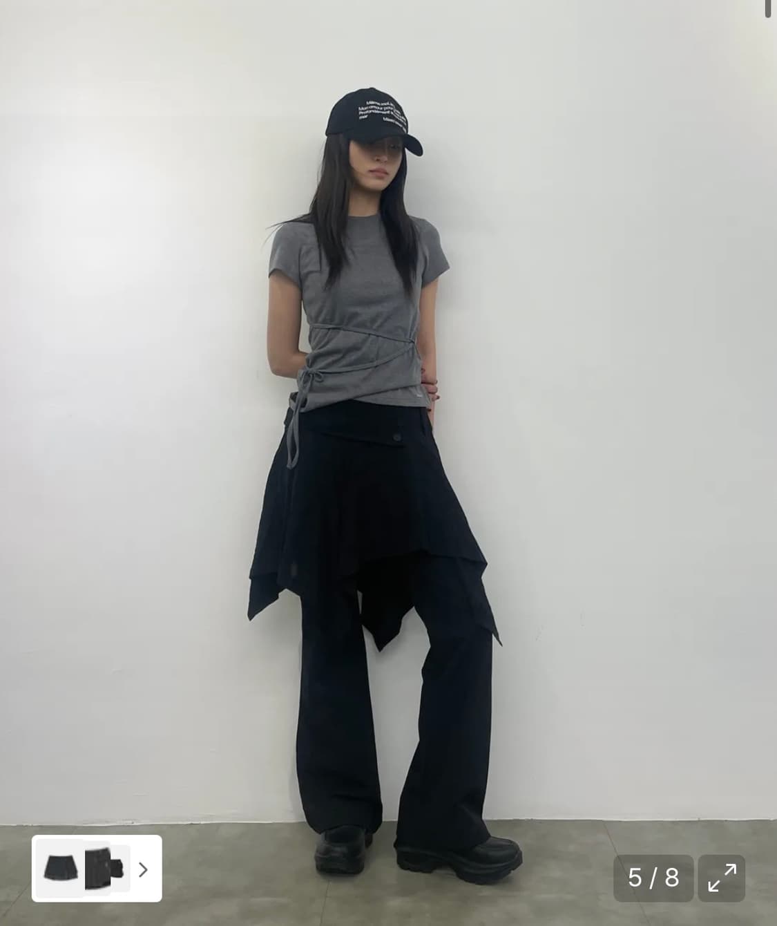 미세키서울 언발란스 미니 스커트 블랙 상품이미지6