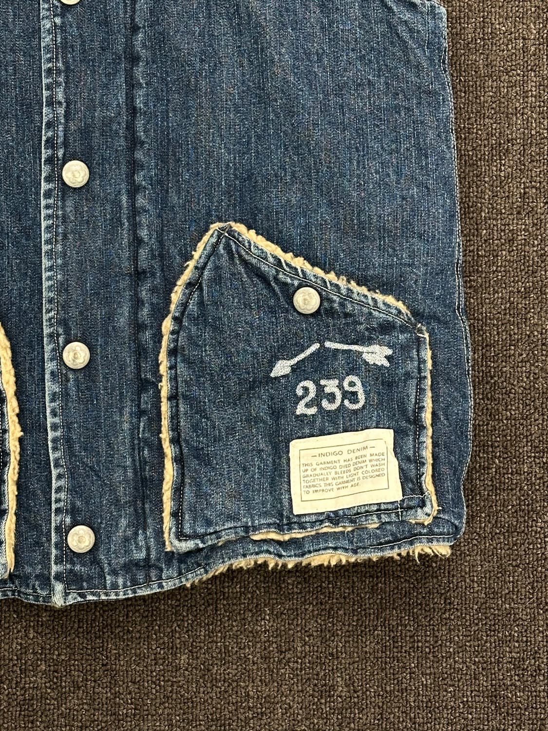 OS)아메리카 빈티지 인디고 데님 셰르파 베스트 상품이미지2