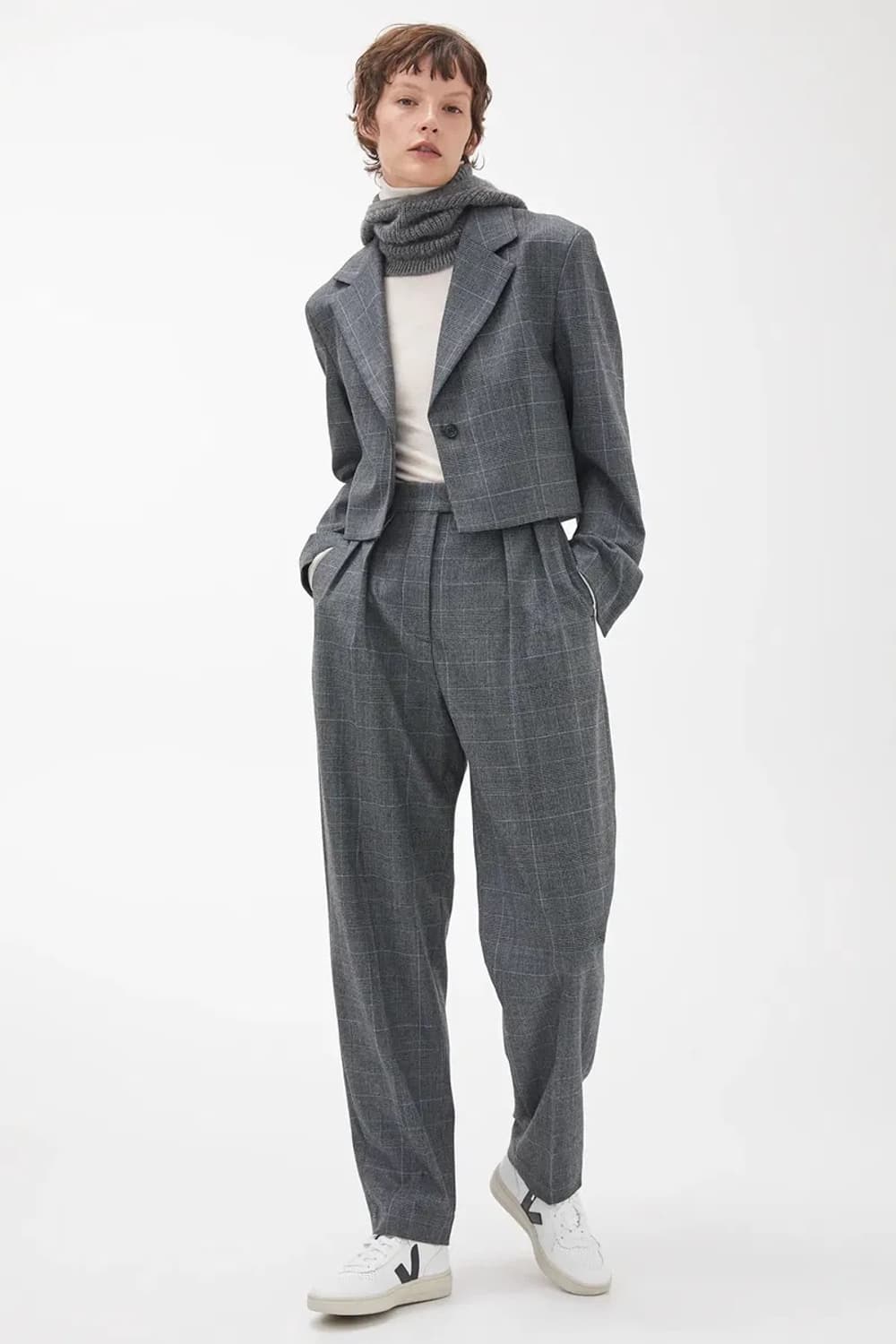 아르켓arket Cropped Wool Blend Blazer그레이체크 상품이미지9