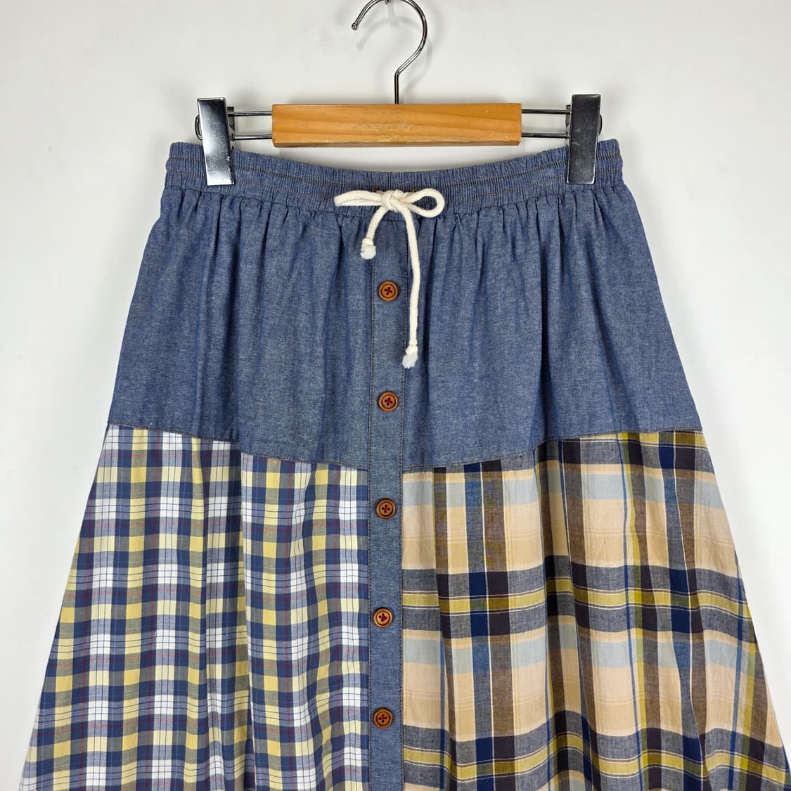 체크 패치워크 롱스커트 상품이미지2