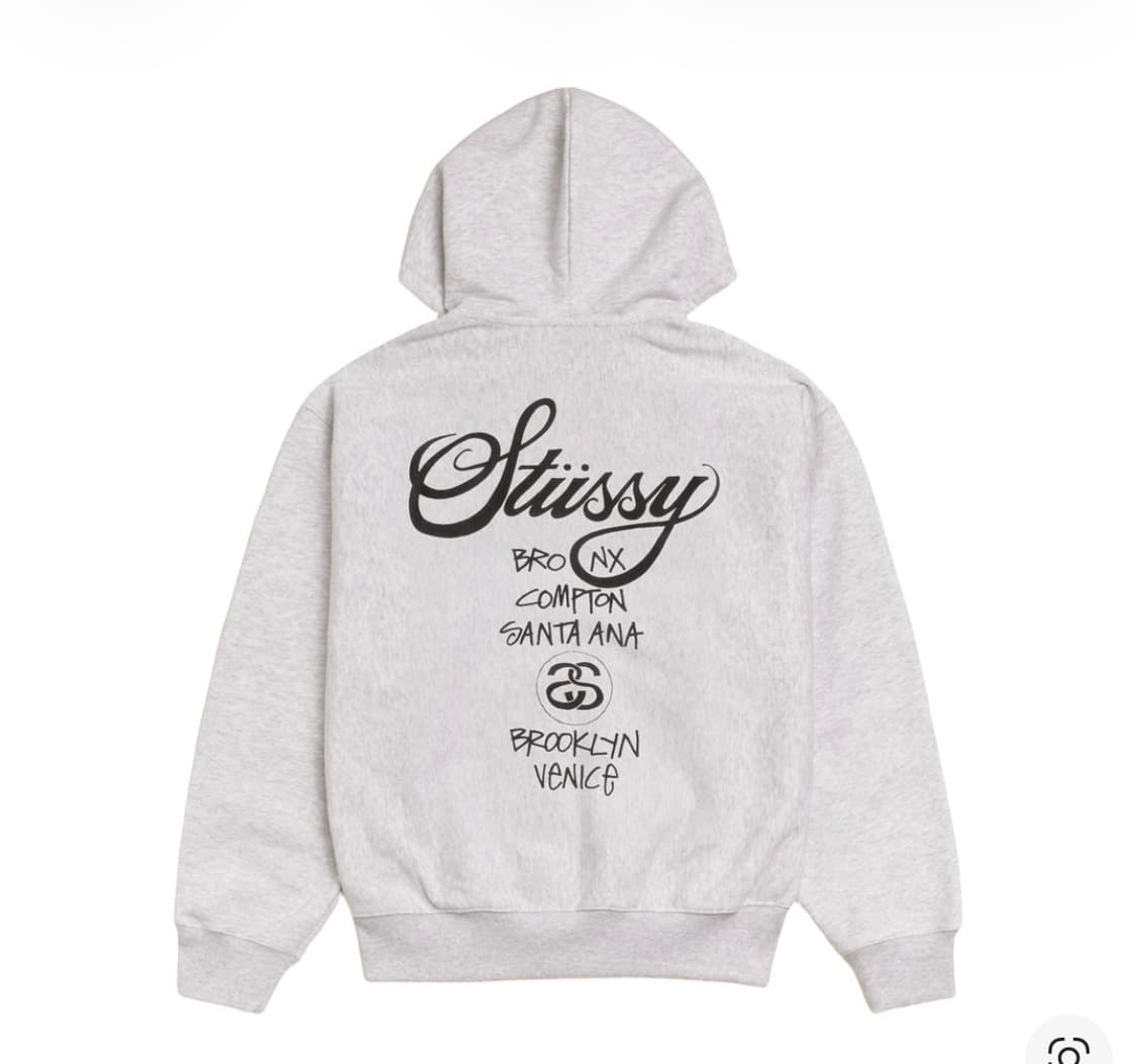 M 스투시 월드투어 후드 집업 애쉬 헤더 상품이미지2