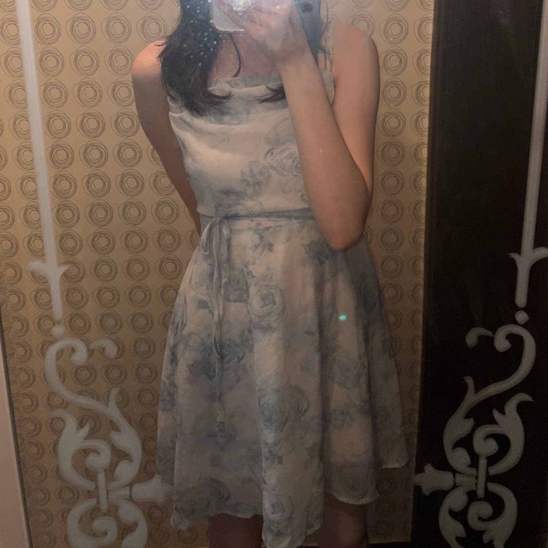 모리걸 하구미 페일 쉬폰원피스 플라워 나염 셔링 원피 상품이미지2