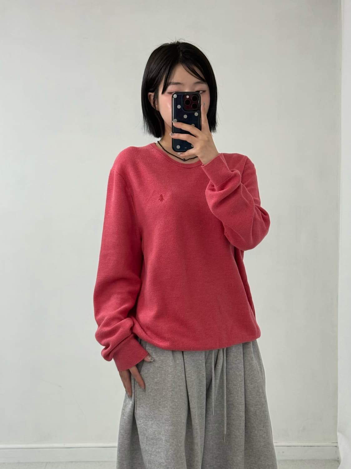폴로 봄웜 핑크 니트 상품이미지1