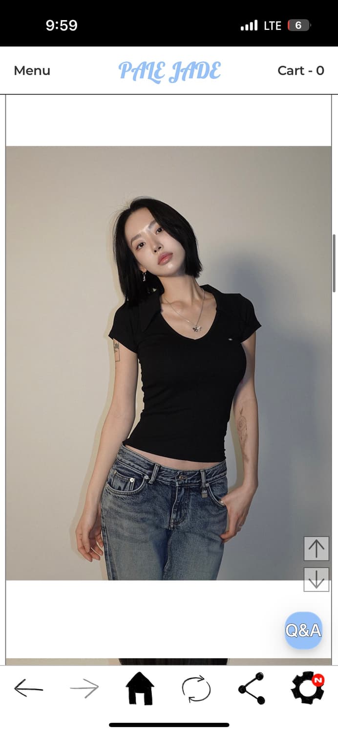 페일제이드 Collar V-Neck T 블랙 상품이미지1