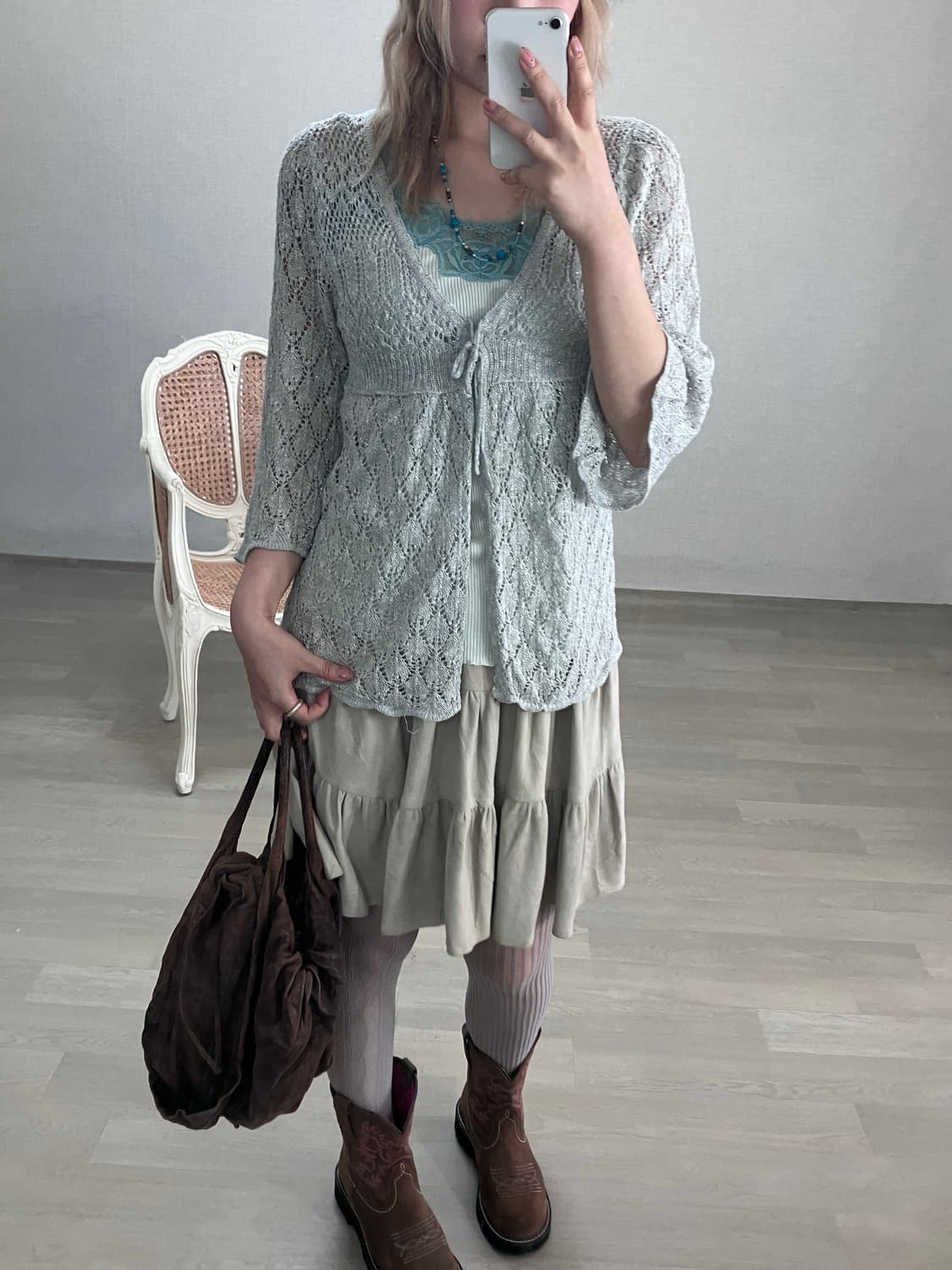 jpn vintage mint gray crochet glitter cd 상품이미지2