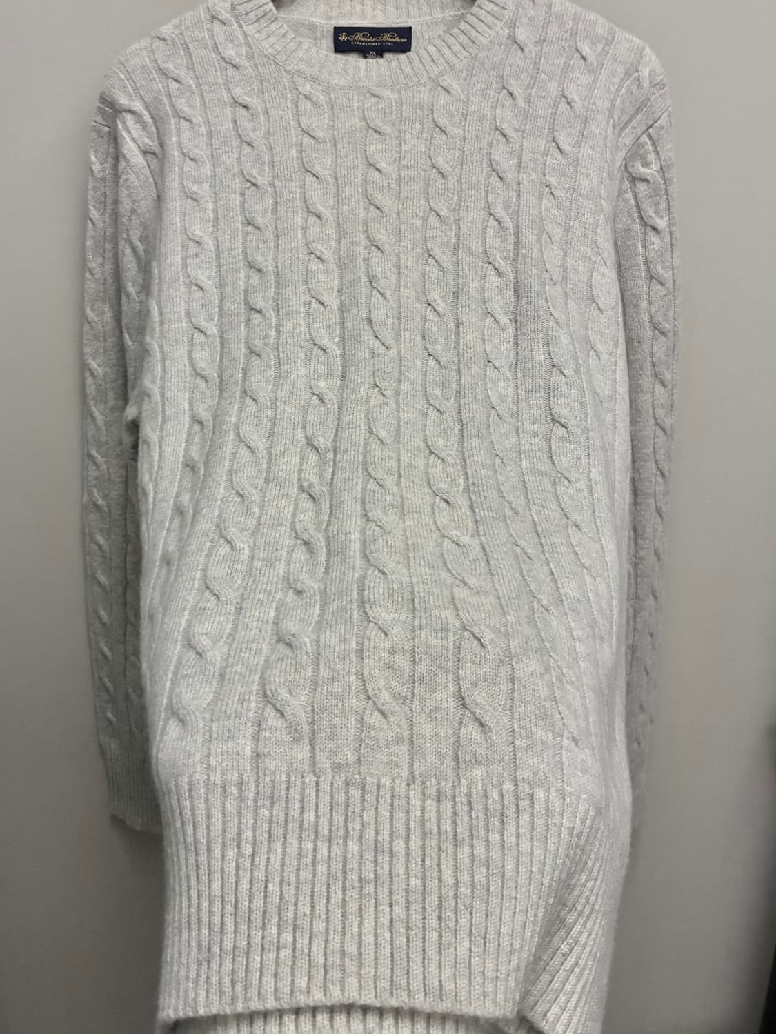 (XL)브룩스브라더스 램스울 케이블 꽈배기 니트 스웨터 그레이 상품이미지5