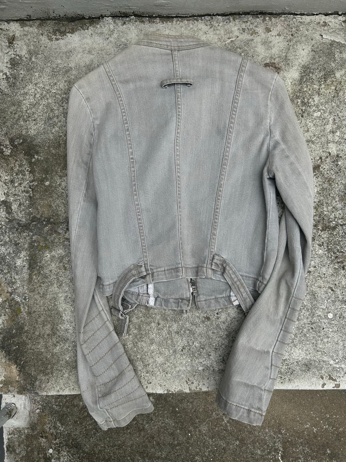 2000s vtg Y2K 스톤 워싱 그레이 크롭 데님자켓 상품이미지3