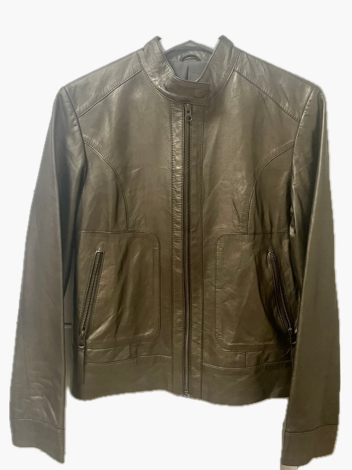 미니멀 빈티지 스탠드카라 슬림핏 레더 자켓  상품이미지2