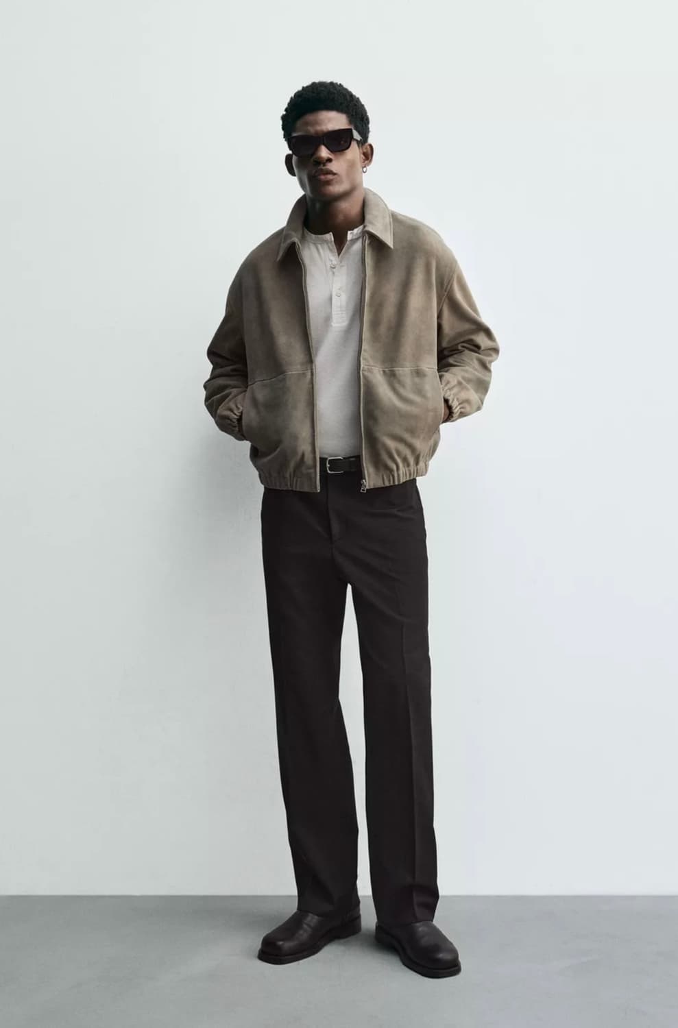 새상품) M 자라 염소가죽 스웨이드 이펙트 블루종 자켓 상품이미지3