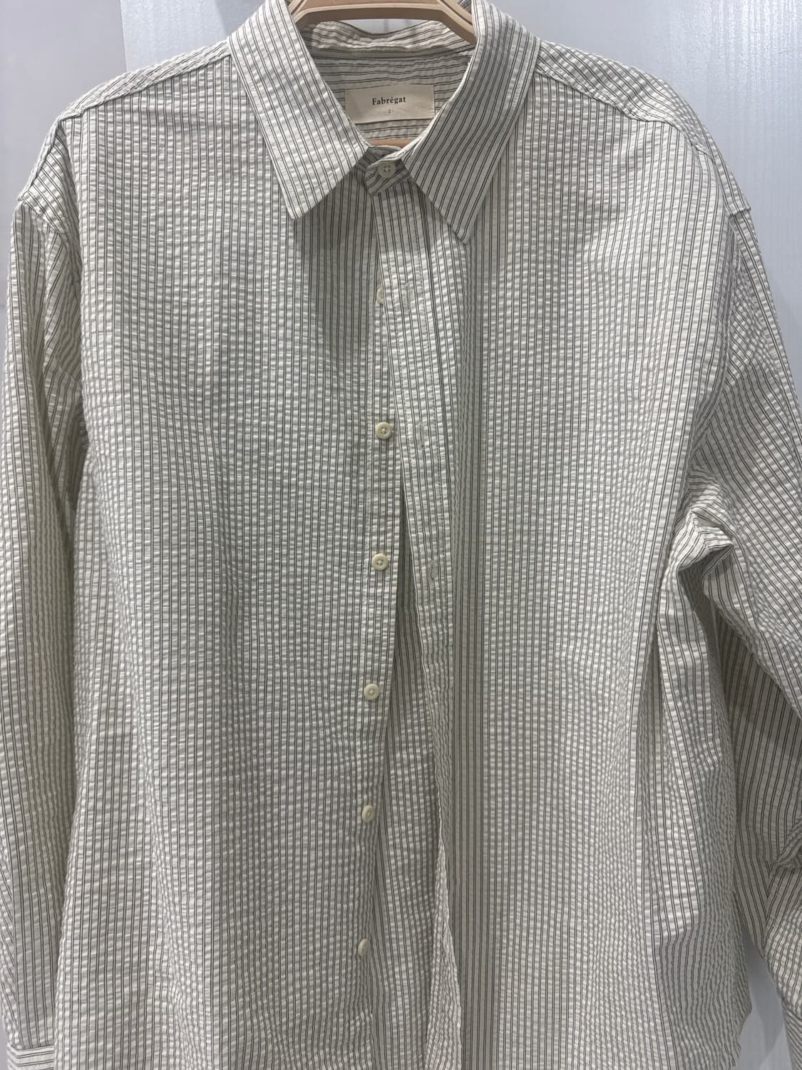 파브레가 시어서커 스트라이프셔츠 아이보리 상품이미지2