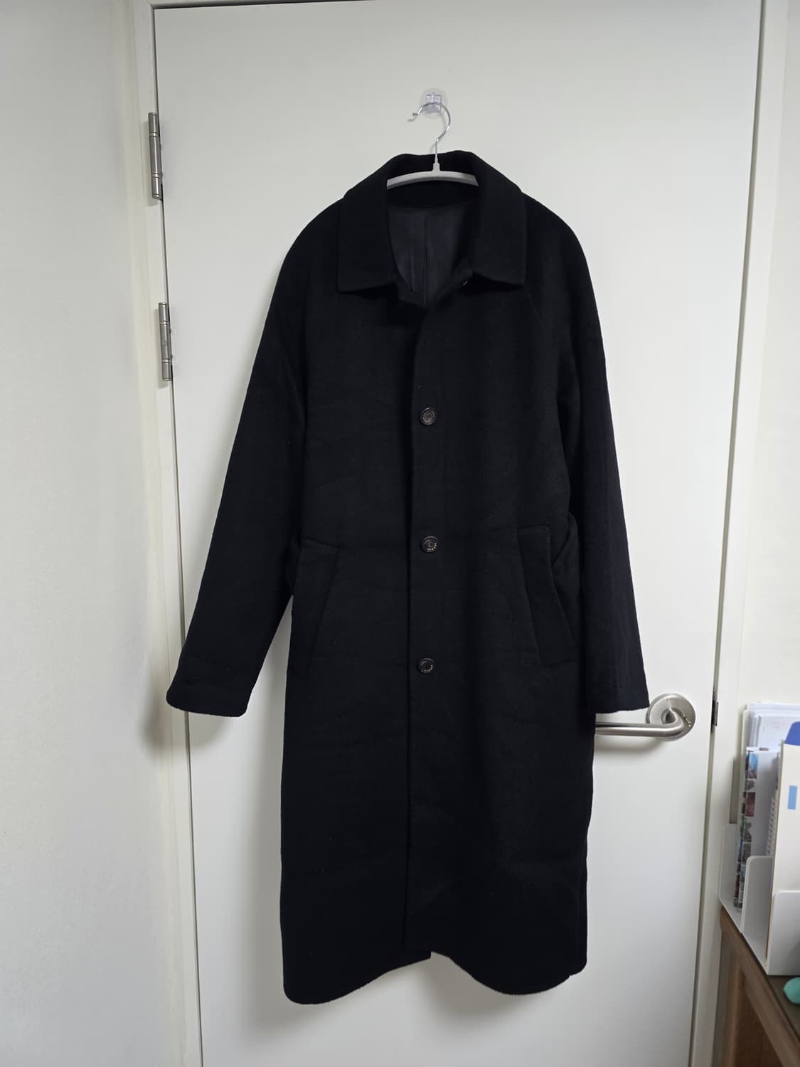 Sandro 캐시미어 60프로 블랙 롱 코트 빅사이즈 상품이미지1