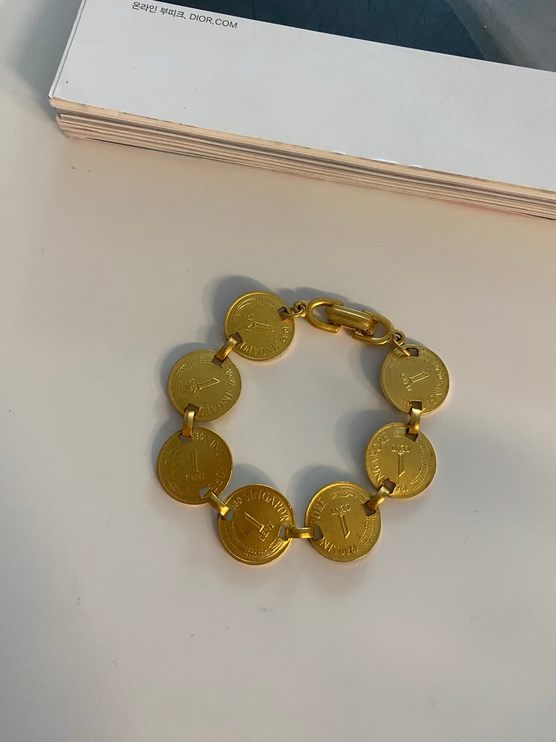 싱가폴 코인 팔찌 빈티지 골드 y2k 상품이미지2