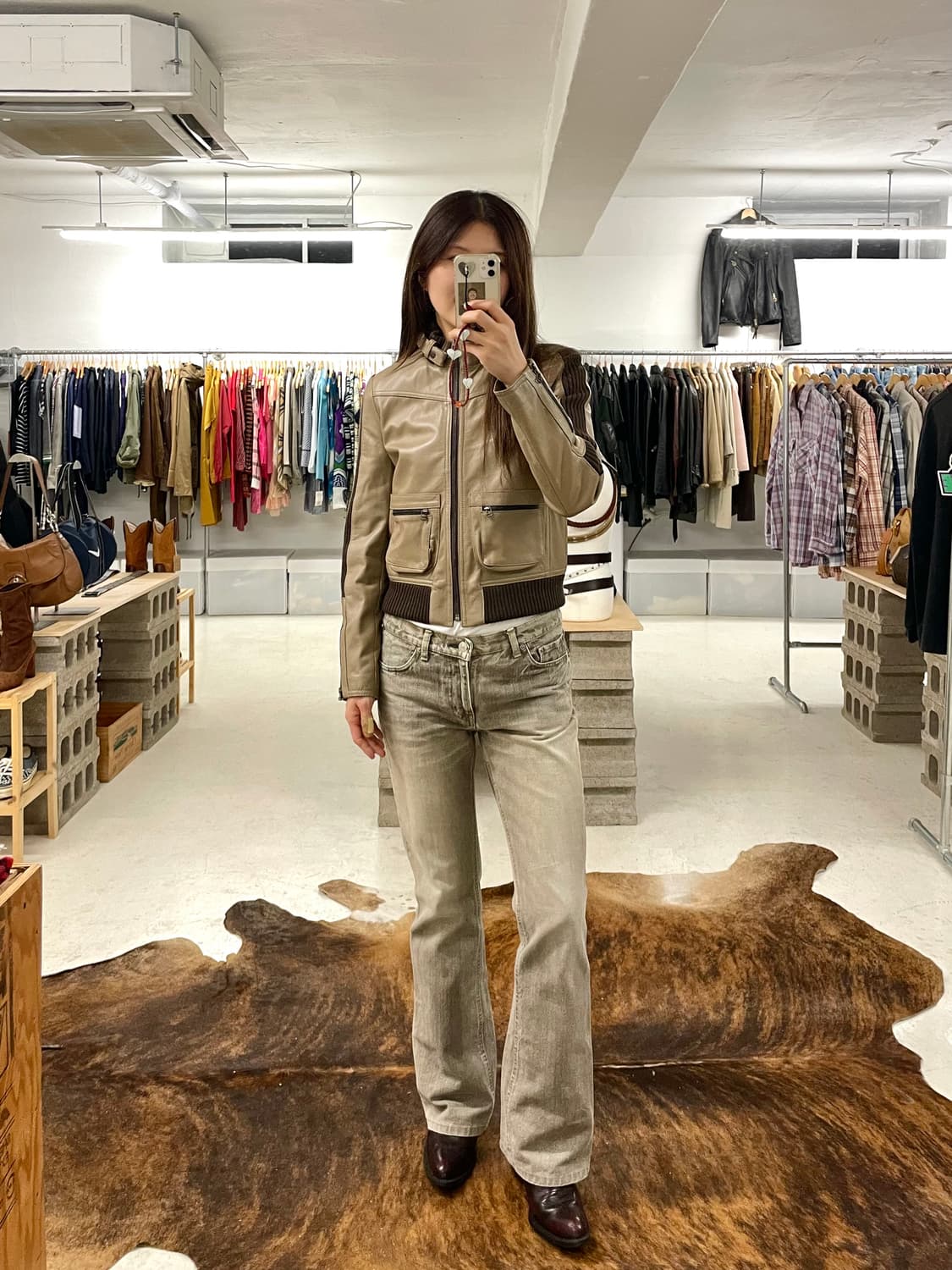 VTG leather rider jacket 레더 니트 배색 라이더 자켓 상품이미지9
