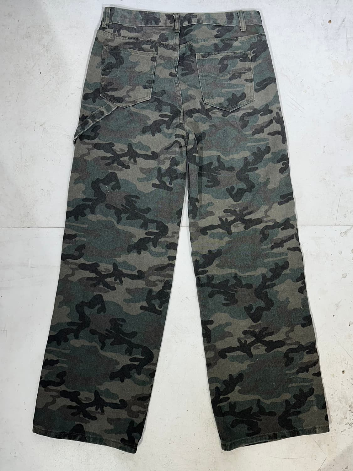 일본 빈티지 카키 밀리터리 카모 더블니 와이드 군복 바지 카고 팬츠  상품이미지5