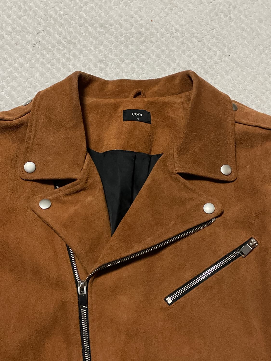 COOR 쿠어 웨스턴 무드 카우하이드 소가죽 스웨이드 레더 자켓 브라운 상품이미지4