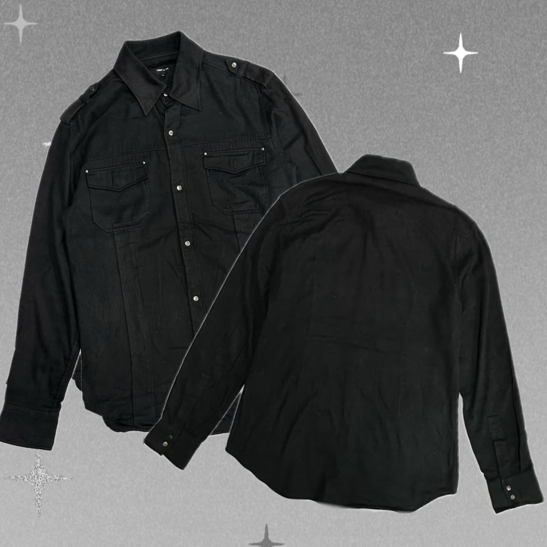 Comme ca lsm 블랙 보헤미안 펑크 락시크 스웨이드 은장 셔츠 상품이미지1