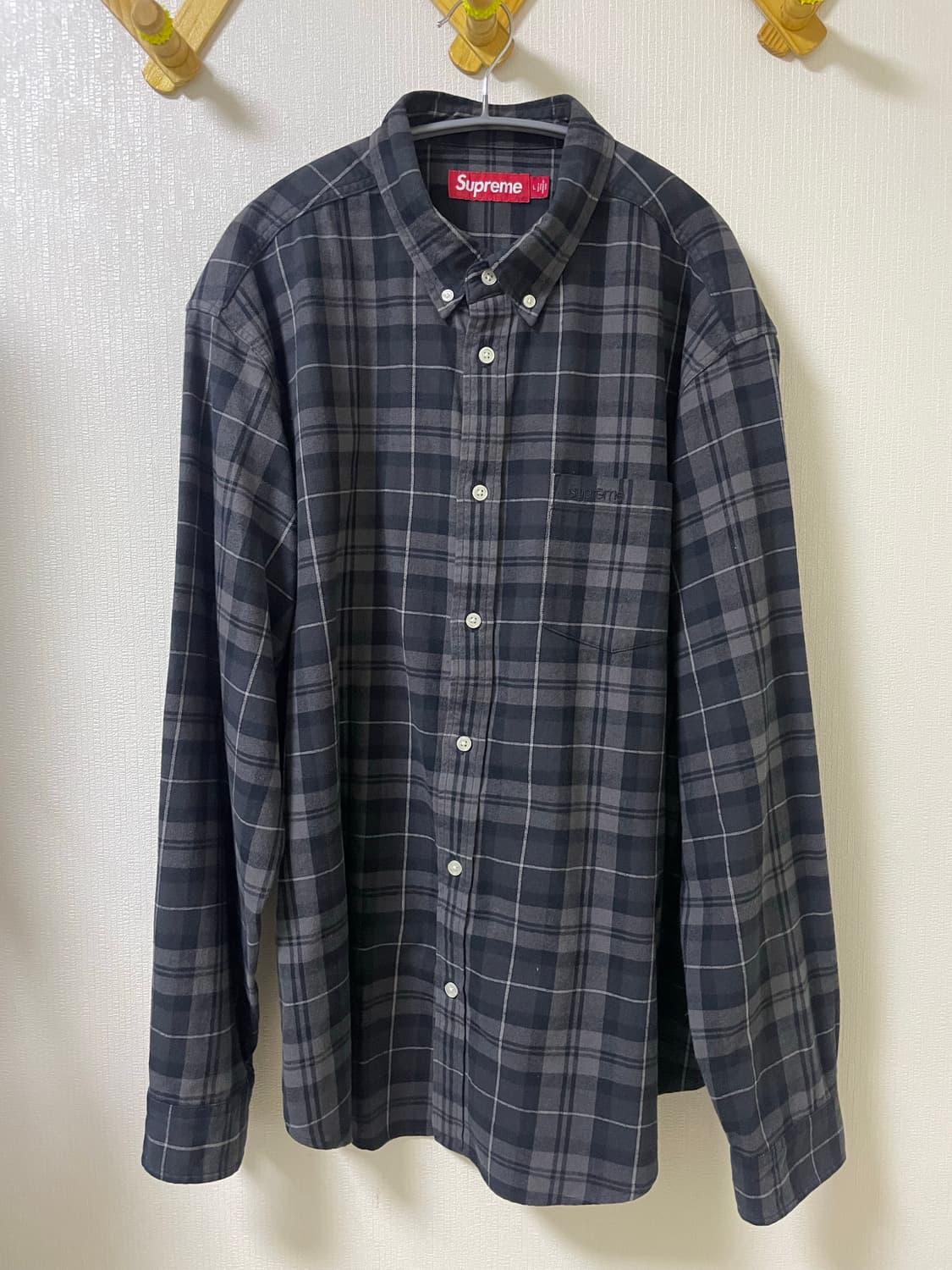 슈프림 플레이드 플란넬 셔츠 블랙 24FW L사이즈 상품이미지1